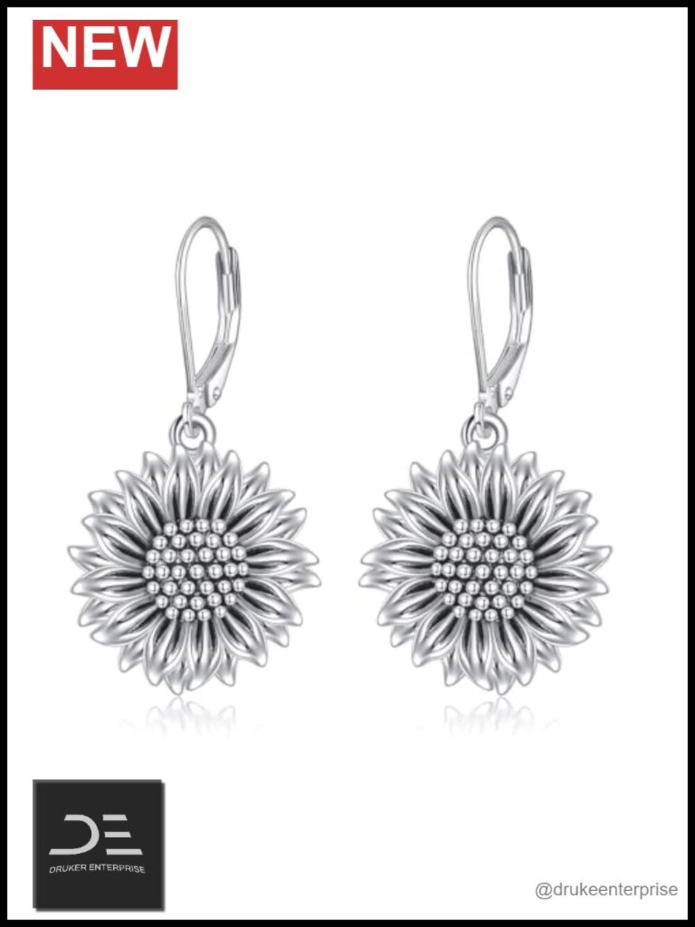 925 Sterling Silver Sunflower & Cardinal or Blue Jay Dangle Earrings Leverback